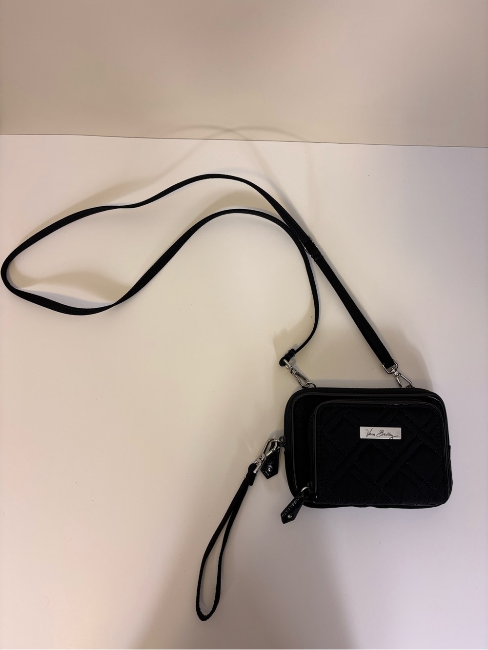 Vera Bradley Black Quilted Mini Crossbody Wristlet
